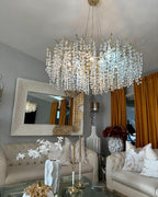 Modern Round / rectangular Floral Branch Crystal Chandelier for Low-Ceiling