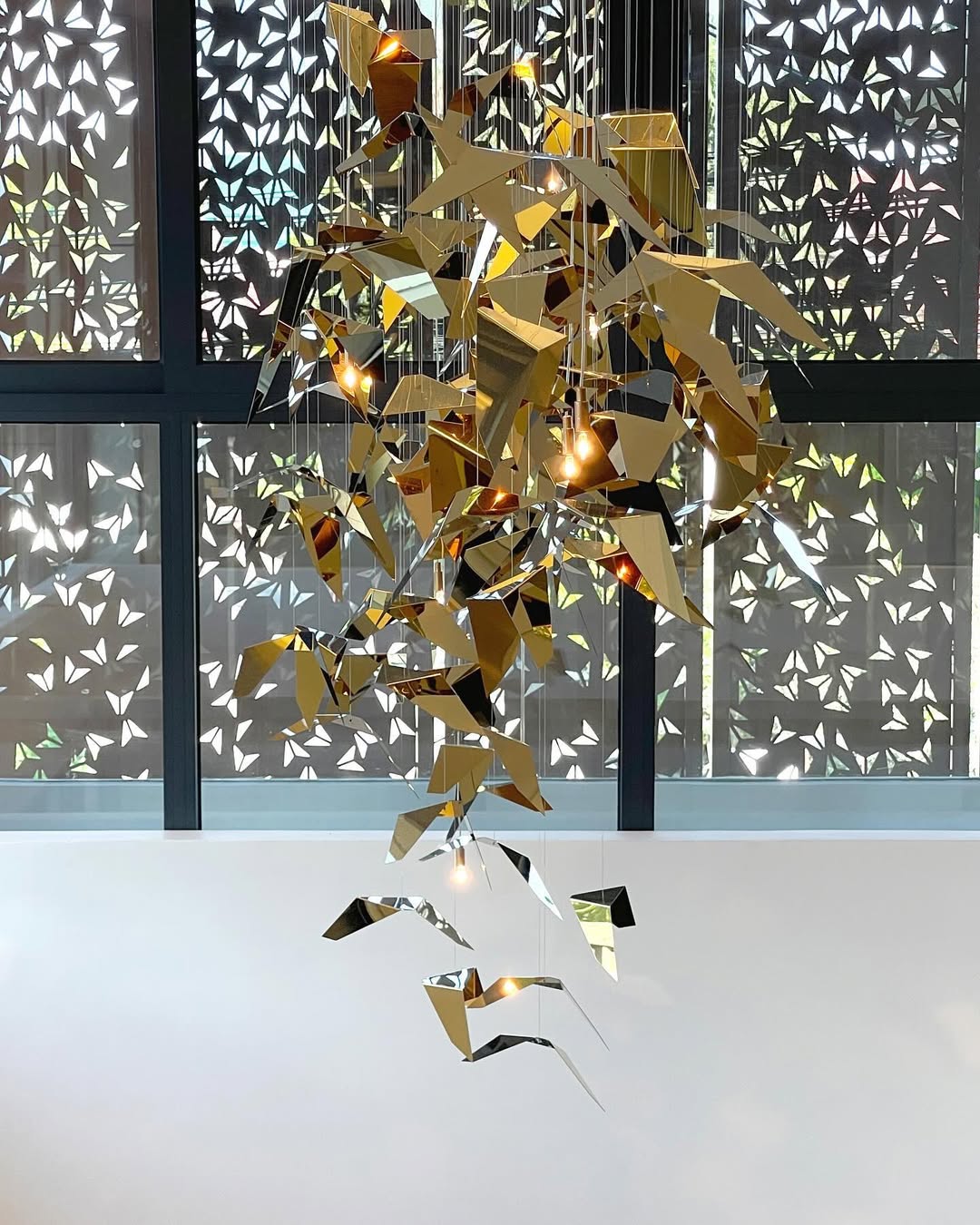 Golden Wings Floating Chandelier with Metallic Finish for Hall, Hotel, Restaurant
