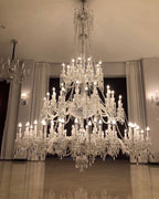 Light Luxury Classic Long Version Tiered Candle Light Crystal Chandelier for High-Ceiling Rooms / living Room