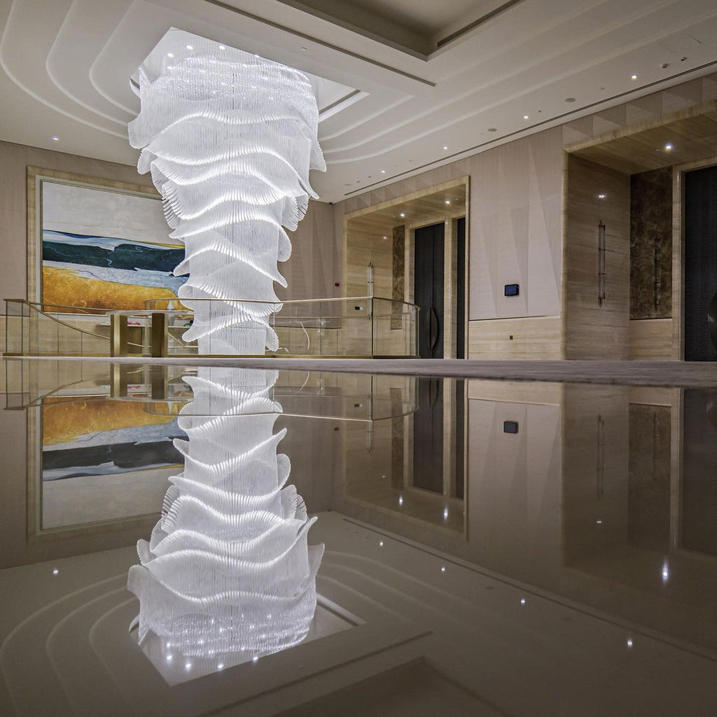 Luxury Palm Tree Glass Rods Chandelier for Hotel / restaurant / villa / staircase