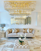 Square Crystal Ceiling Crystal Chandelier Light Three Layers