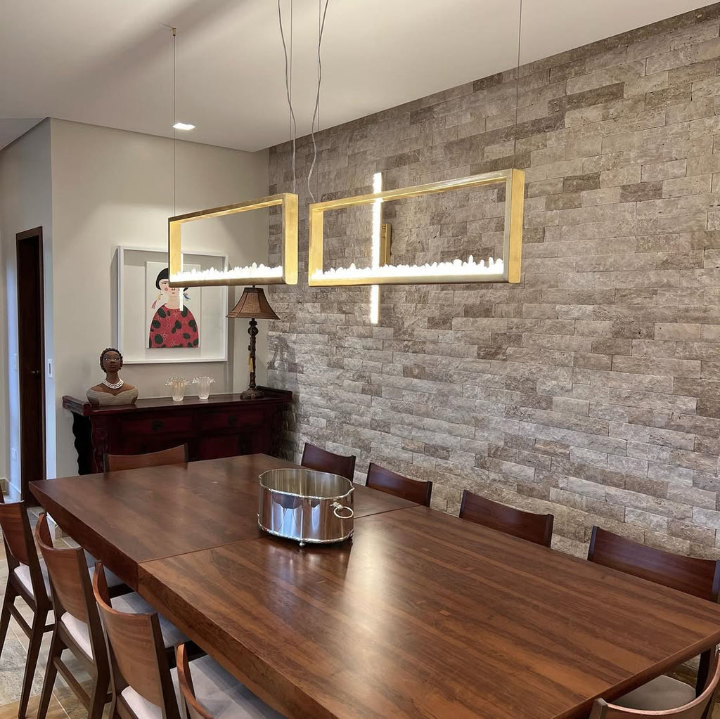 Modern Rectangular Natural Crystal Chandelier for Dining Room / kitchen Island