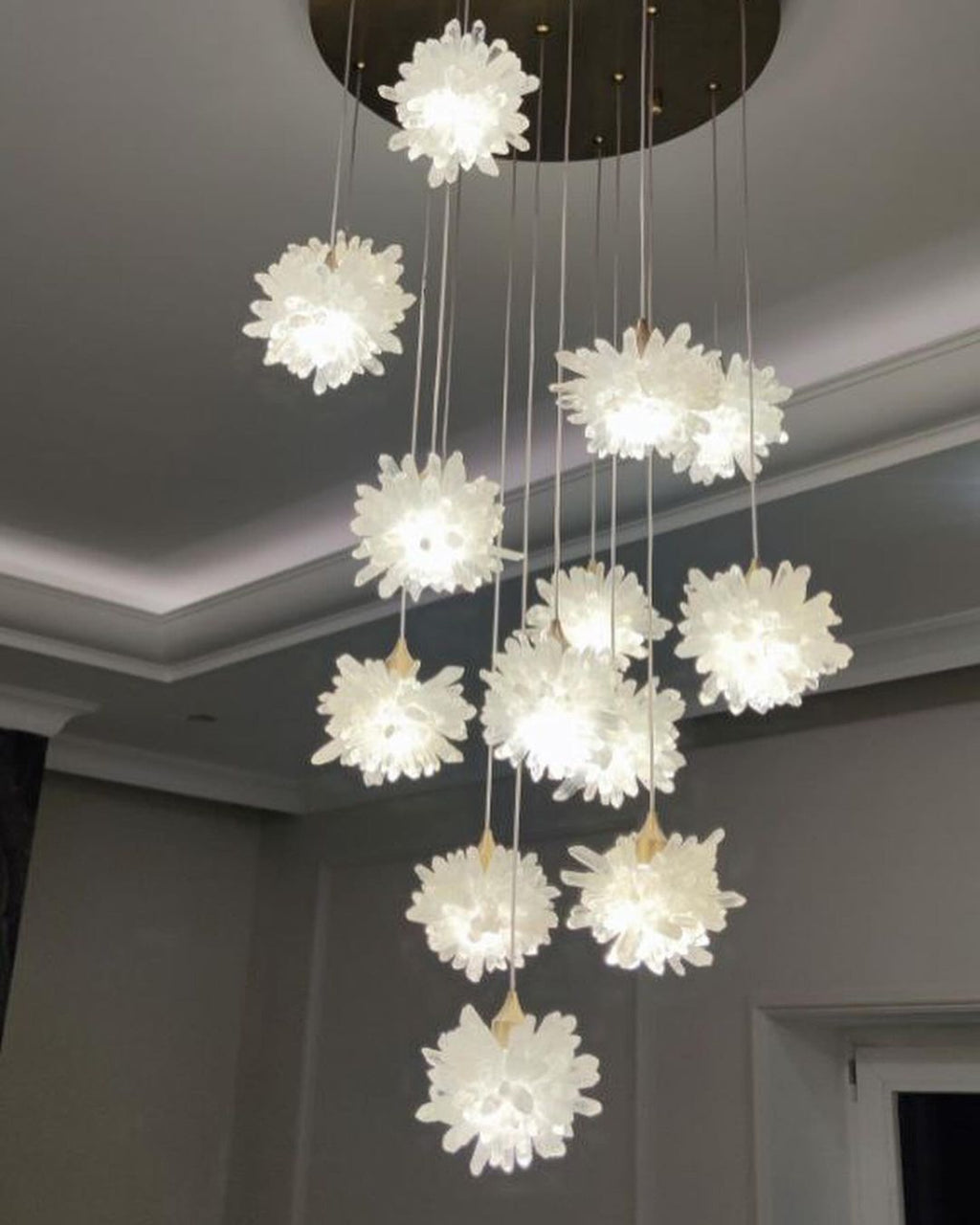 Luxury Floating Crystal Rock Chandelier for Staircase / foyer