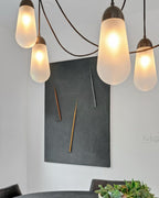 Modern Floating Pears-Inspired Frosted Glass Pendant for High-Ceiling