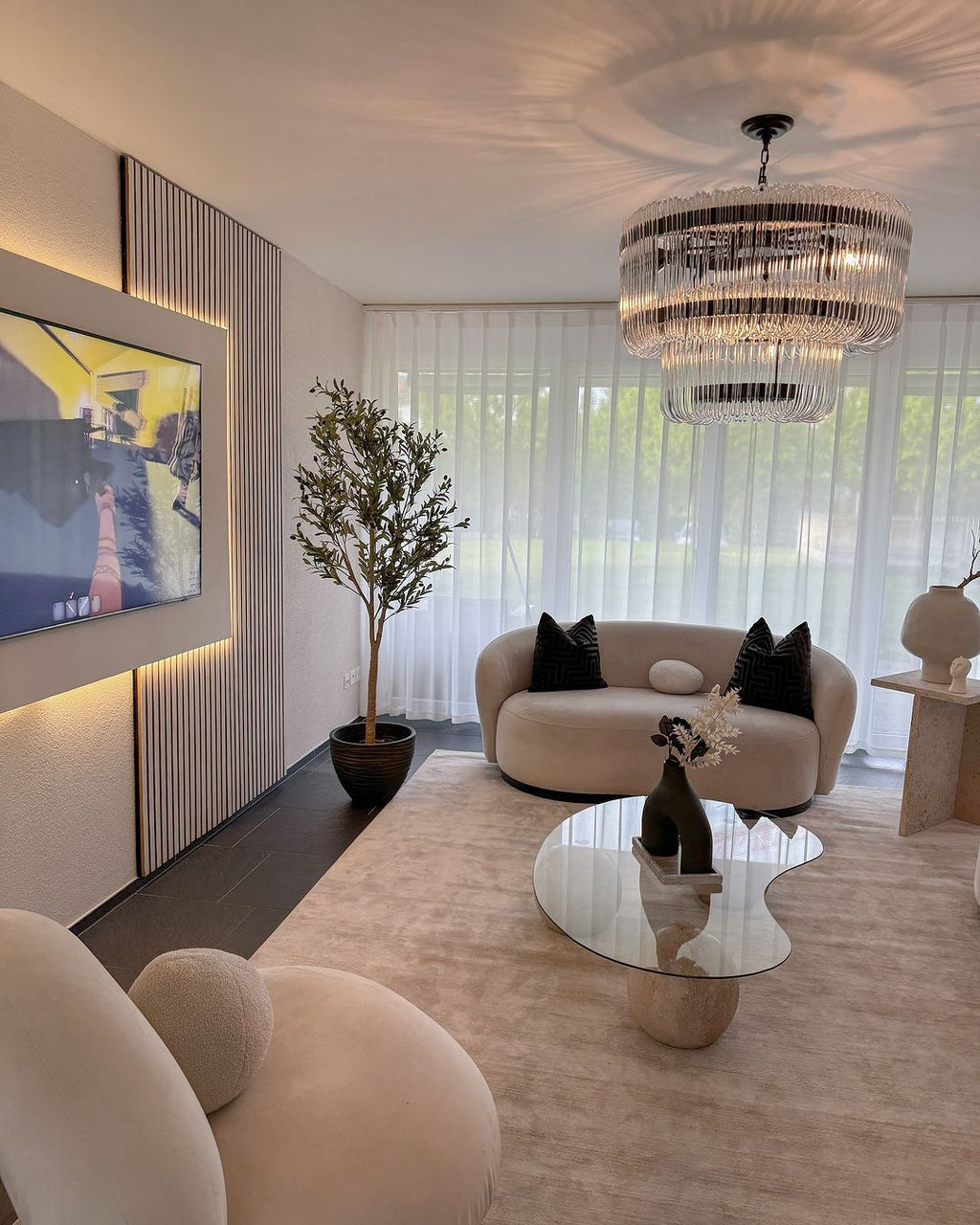 Modern Luxury 2-Tier Glass Chandelier