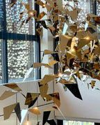 Golden Wings Floating Chandelier with Metallic Finish for Hall, Hotel, Restaurant