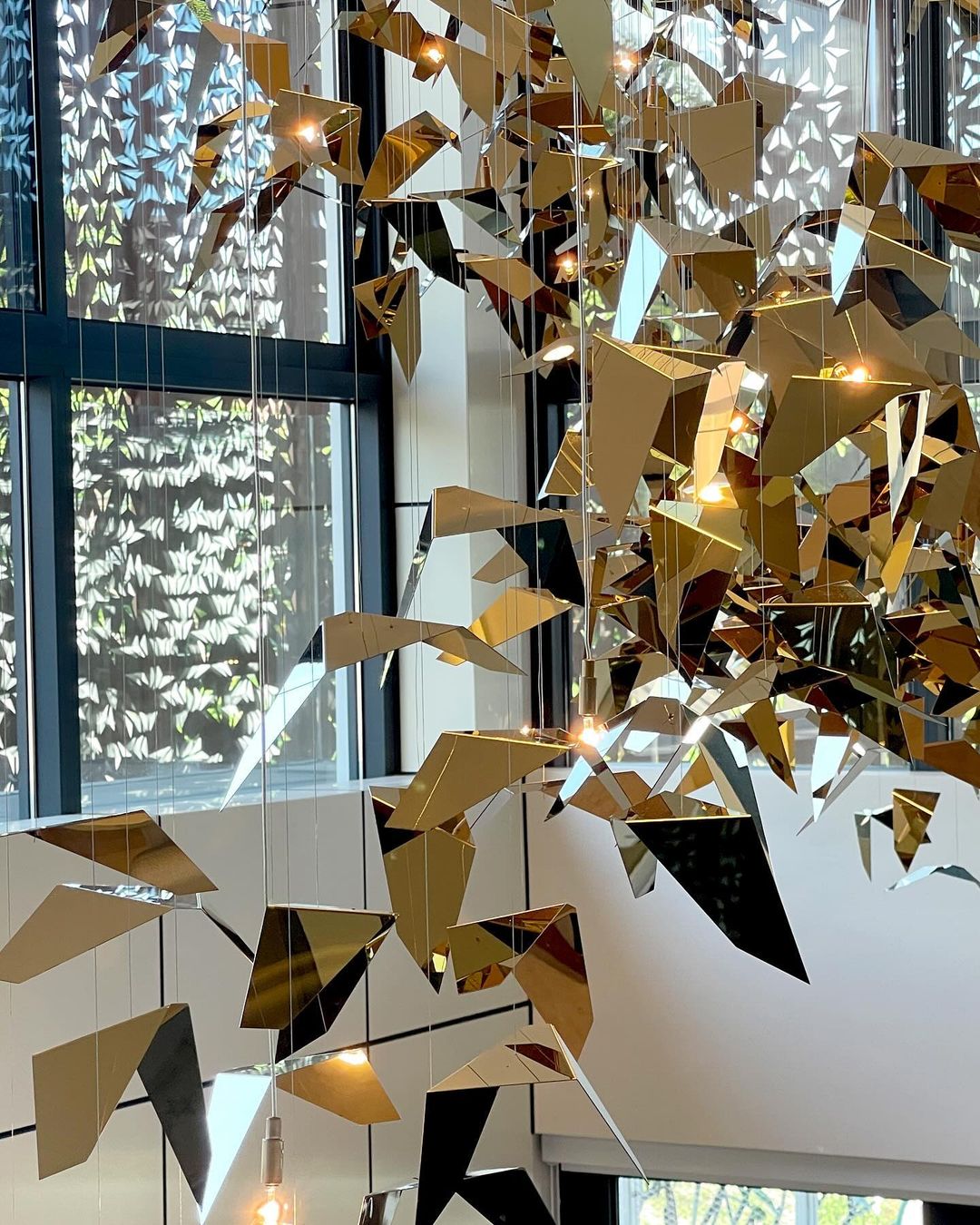 Golden Wings Floating Chandelier with Metallic Finish for Hall, Hotel, Restaurant