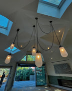 Modern Floating Pears-Inspired Frosted Glass Pendant for High-Ceiling