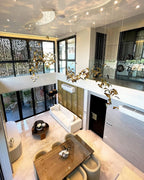 Golden Wings Floating Chandelier with Metallic Finish for Hall, Hotel, Restaurant