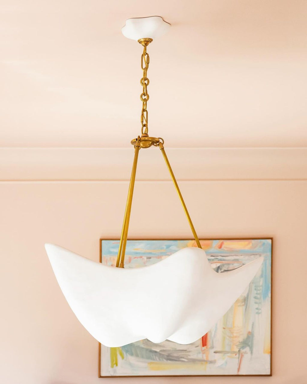 Modern White Cloudflow Pendant for Low-Ceiling