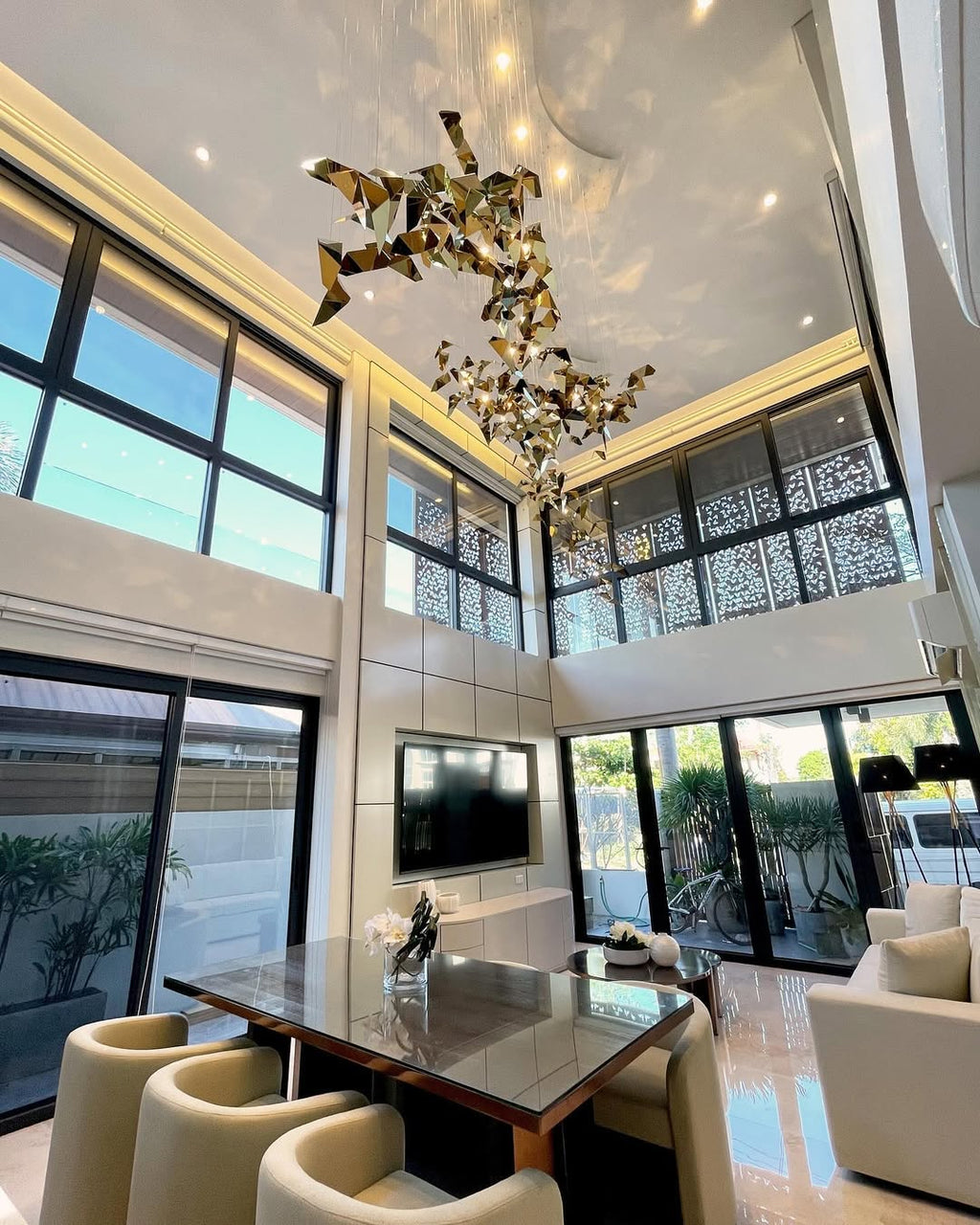 Golden Wings Floating Chandelier with Metallic Finish for Hall, Hotel, Restaurant