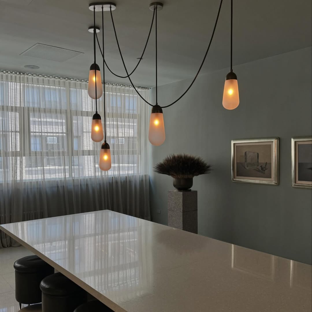 Modern Floating Pears-Inspired Frosted Glass Pendant for High-Ceiling