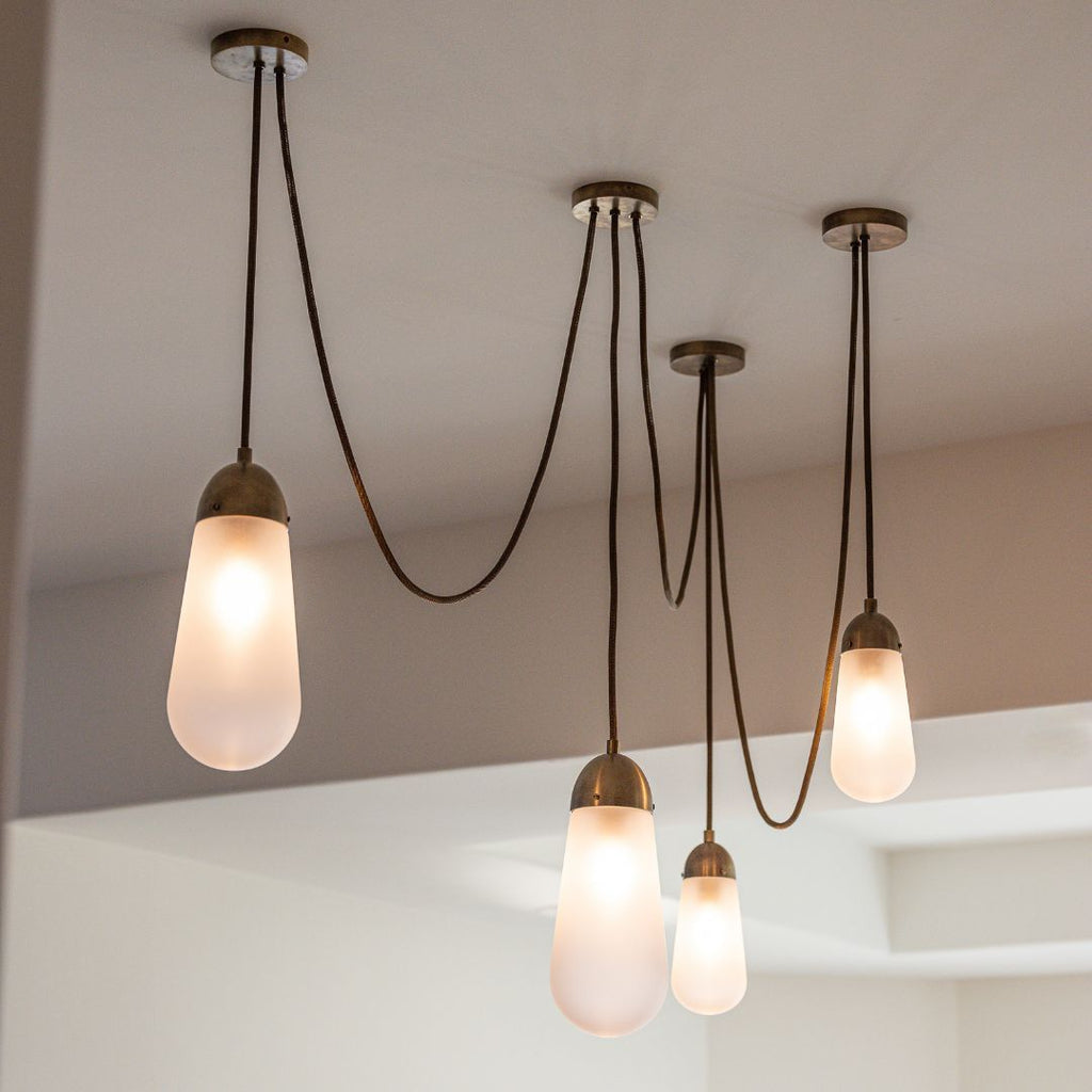 Modern Floating Pears-Inspired Frosted Glass Pendant for High-Ceiling