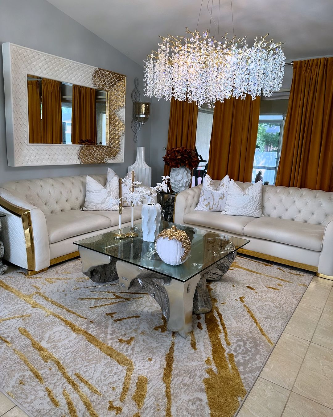 Modern Round / rectangular Floral Branch Crystal Chandelier for Low-Ceiling