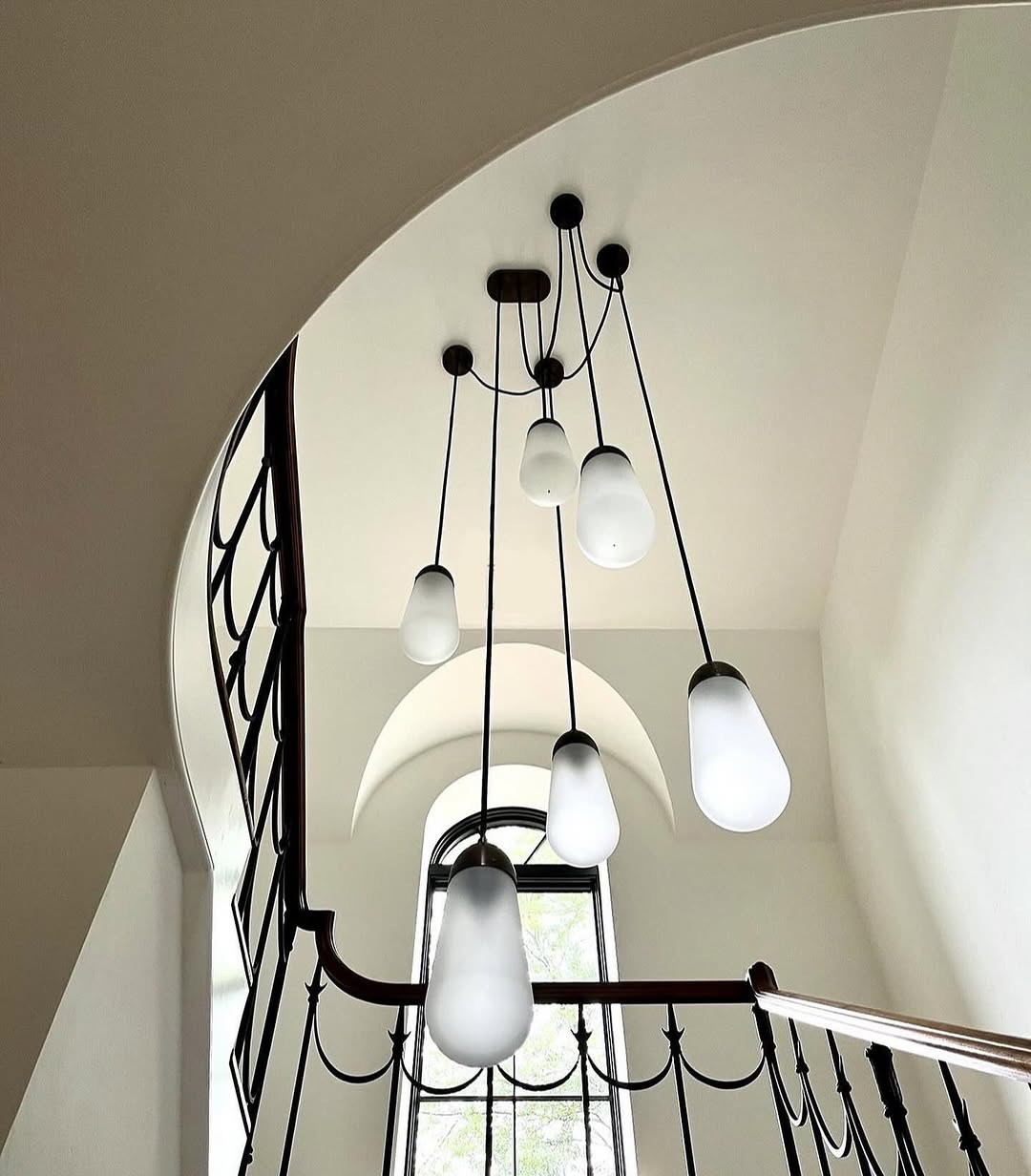 Modern Floating Pears-Inspired Frosted Glass Pendant for High-Ceiling
