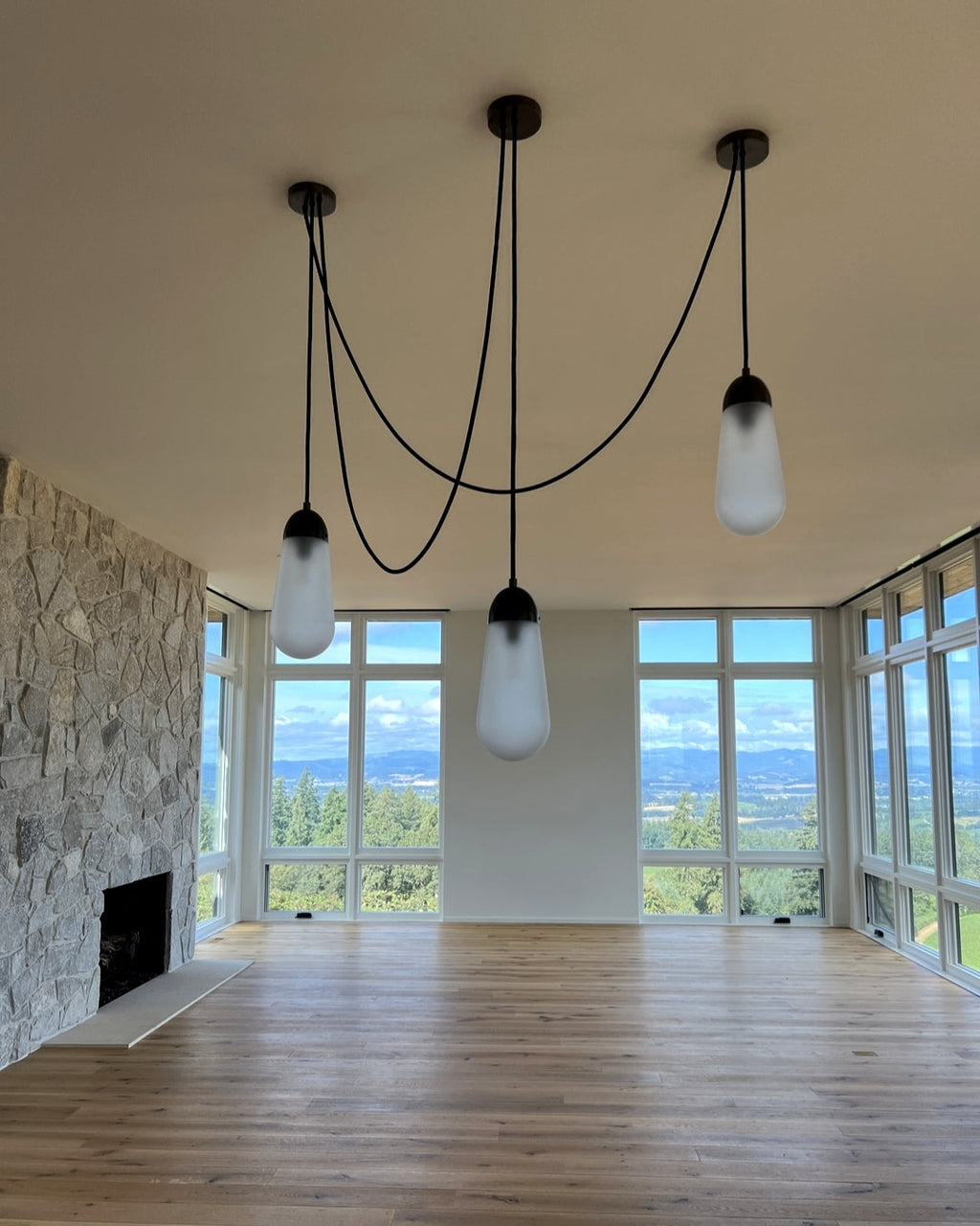 Modern Floating Pears-Inspired Frosted Glass Pendant for High-Ceiling