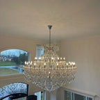 Traditional Classic K9 Crystal Candle-Shaped Chandelier with Steel Finish for Staircase and
