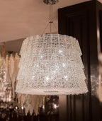 Luxury Glacier Crystal and Metal Round Chandelier for Living Room Bedroom Dining Room