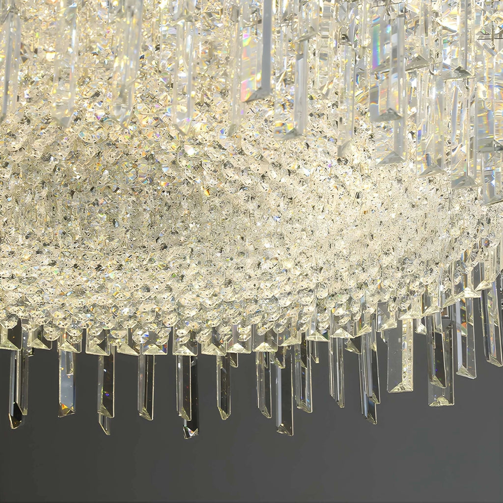 Chrome Silver Stylish Round Crystal Chandelier Modern Ceiling Pendant Light for Living Room / Bedroom