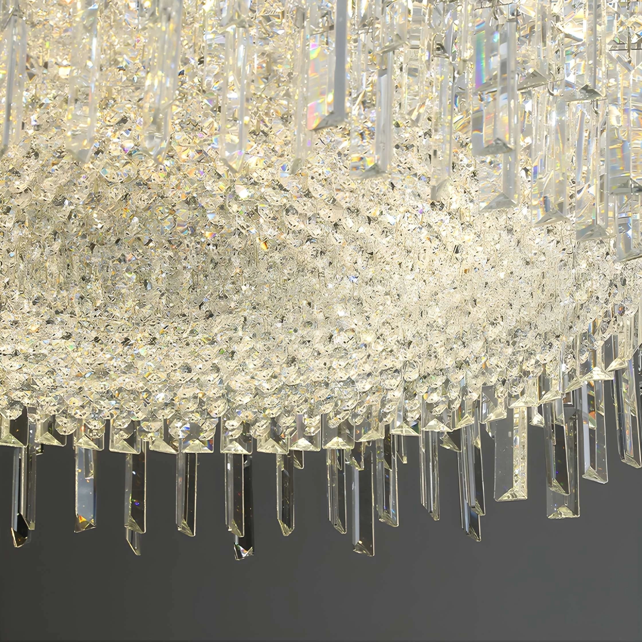 Chrome Silver Stylish Round Crystal Chandelier Modern Ceiling Pendant Light for Living Room / Bedroom