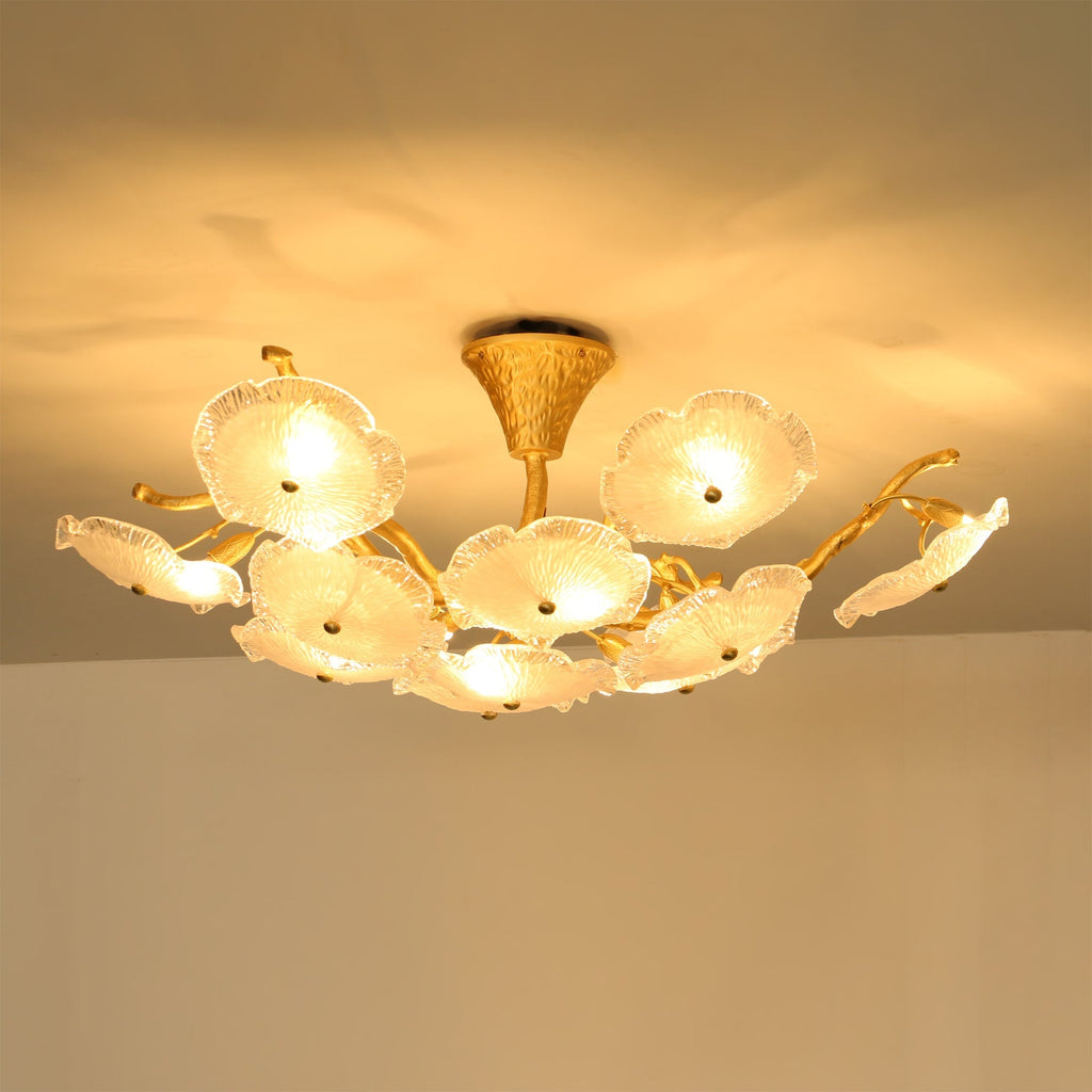 Kamal Branch Brass Crystal Flushmount