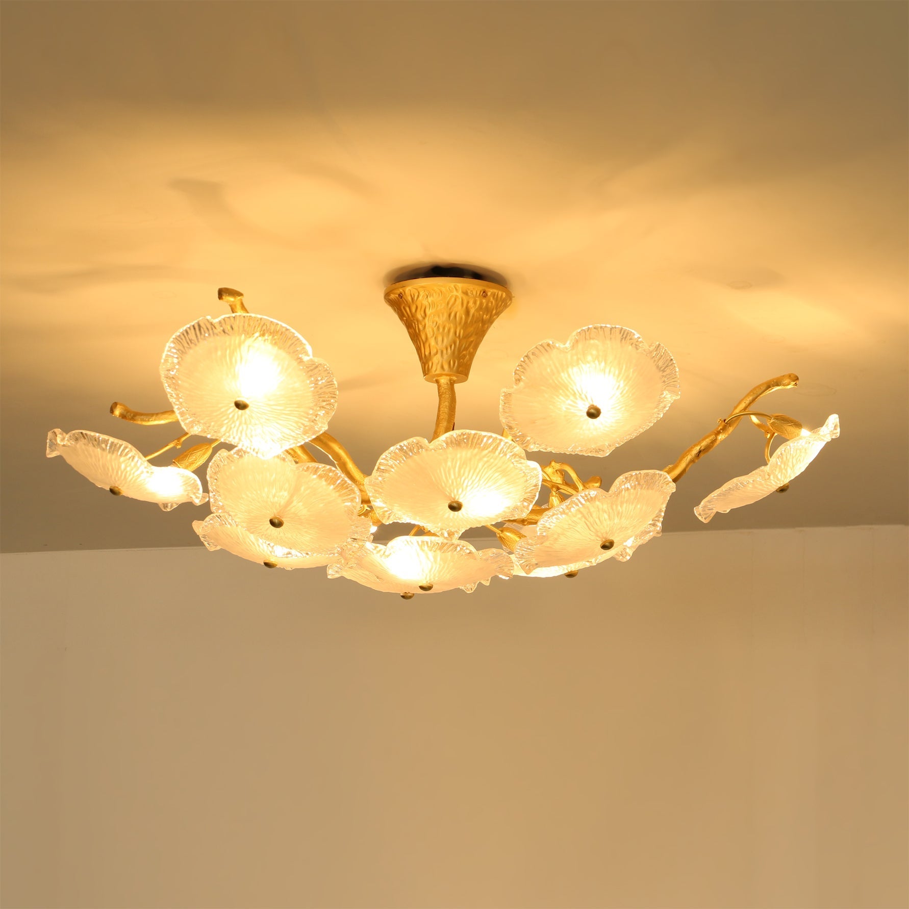 Kamal Branch Brass Crystal Flushmount