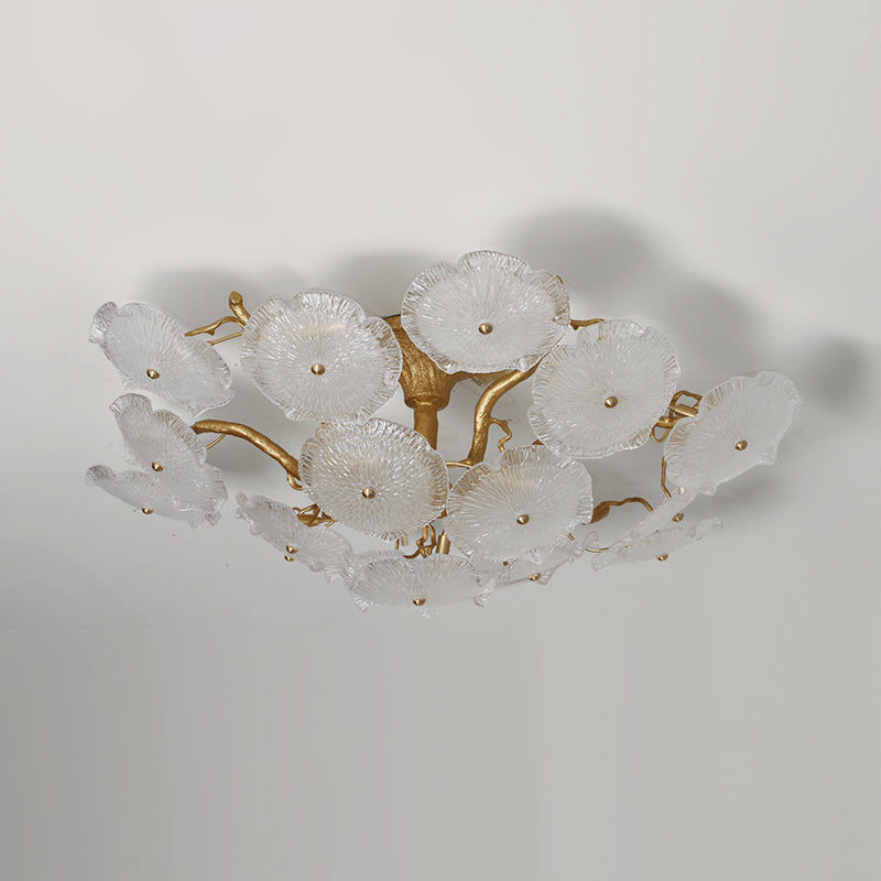Kamal Branch Brass Crystal Flushmount