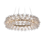 Modern Art Round Crystal Flower Chandelier with Gold Finish for Bedroom and Living Room