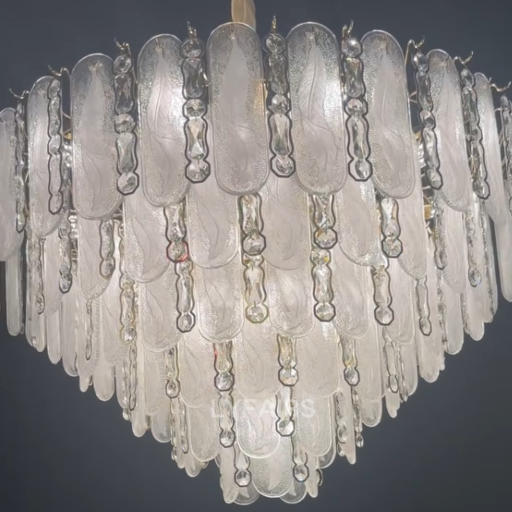 Modern Feather Crystal Chandelier in Chrome / gold Finish for High / low-Ceiling