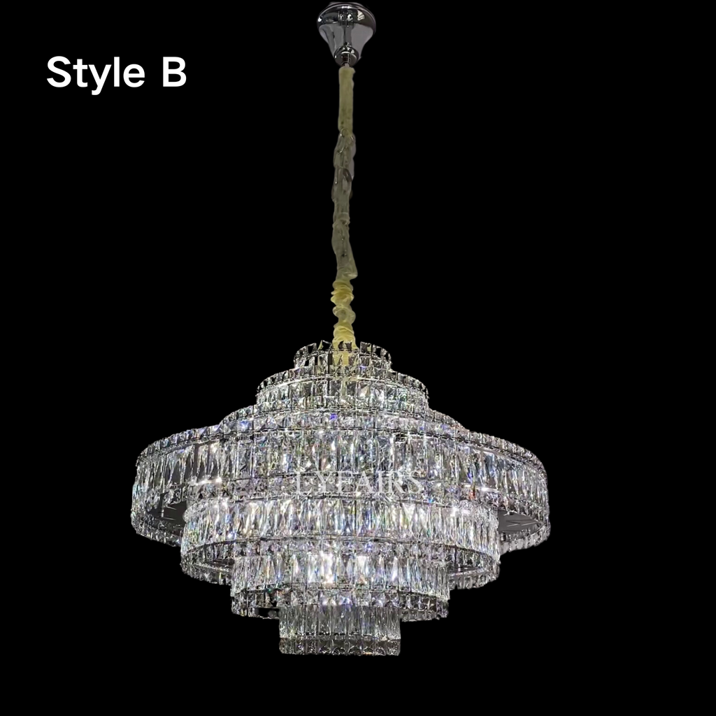 Delicate Light Luxury Multi-Layers Silver Round Crystal Chandelier for Living / dining Room / bedroom /