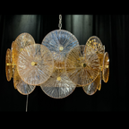 Light Luxury Art Design Creative Round Multi-Tiered Glass Chandelier for Living Room / bedroom