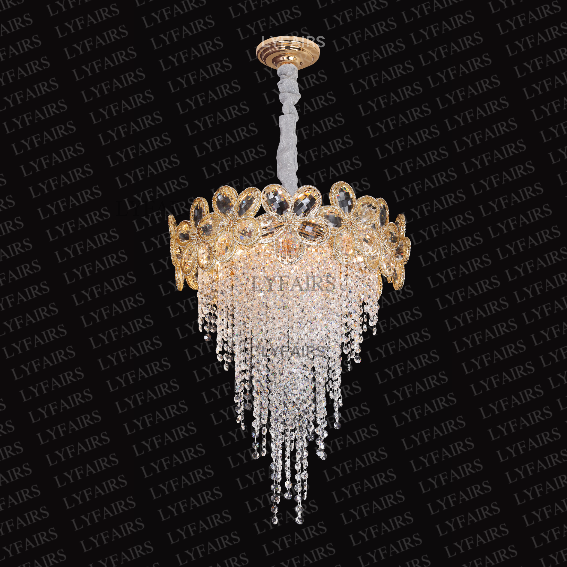 Modern Flower Crystal Tassel Chandelier for Living Room / dining Room