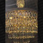 Luxury Multi-Tier Round Honeycomb Crystal Chandelier with Stainless Steel Finish for Foyer Living Room