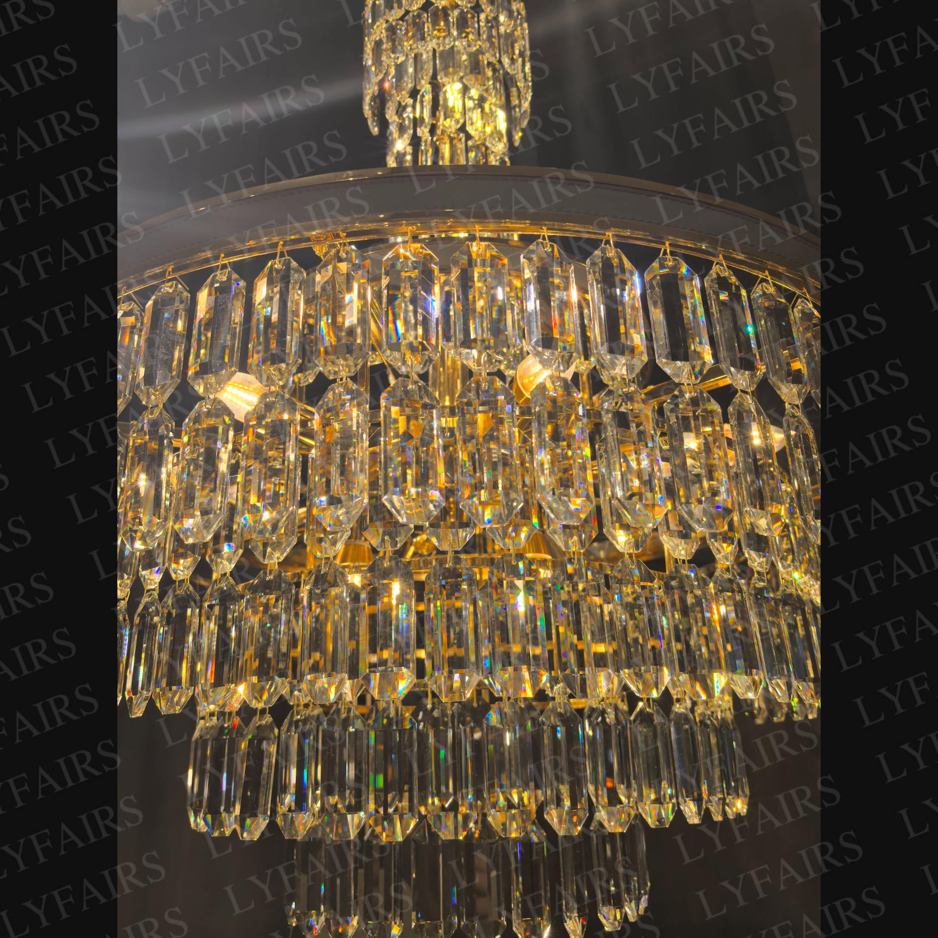 Luxury Multi-Tier Round Honeycomb Crystal Chandelier with Stainless Steel Finish for Foyer Living Room
