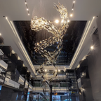 Luxury Spiral Floating Glass Feather Chandelier for High-Ceiling / hotel / restaurant