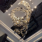 Luxury Spiral Floating Glass Feather Chandelier for High-Ceiling / hotel / restaurant