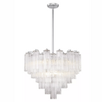Modern Multi-Tiered Tubular Glass Chandelier for Low-Ceiling