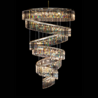 Luxury Floating Crystal Rings Chandelier in Gold Finish for High-Ceiling