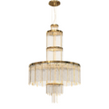 Modern Multi-Layered Glass&metal Rods Chandelier for High-Ceiling