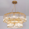 Modern Glass Rods Tile Chandelier for Low-Ceiling