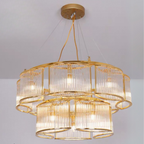 Modern Glass Rods Tile Chandelier for Low-Ceiling
