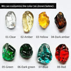 Modern Waterfall Glass Gem Stone & Teardrop Chandelier with Round Canopy – High-Quality Glass and Metal Finish
