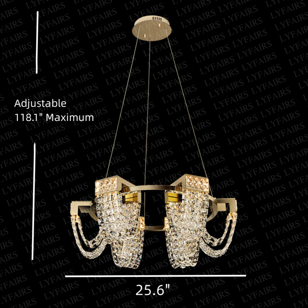 Luxury Newly Crystal Chandelier in Champagne Gold Finish with Round Tiered Design and K9 Crystal