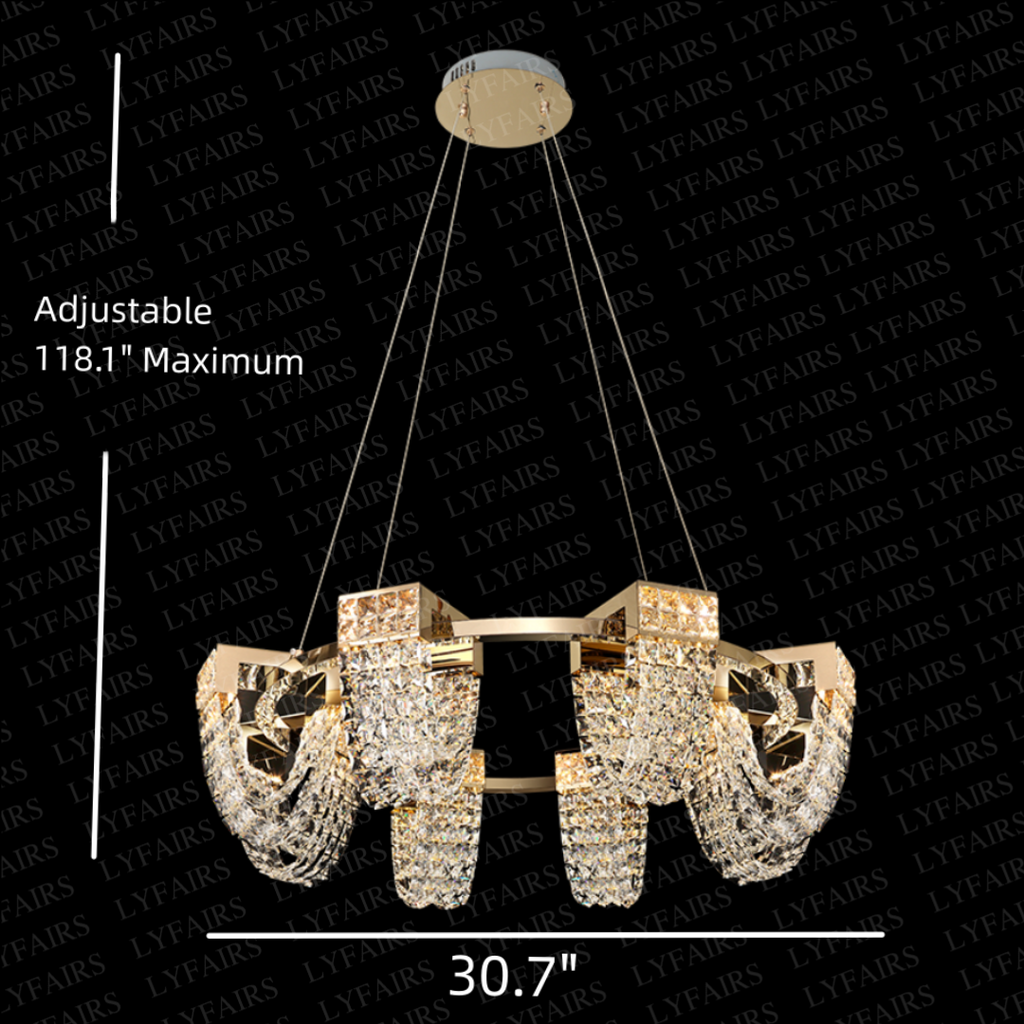 Luxury Newly Crystal Chandelier in Champagne Gold Finish with Round Tiered Design and K9 Crystal