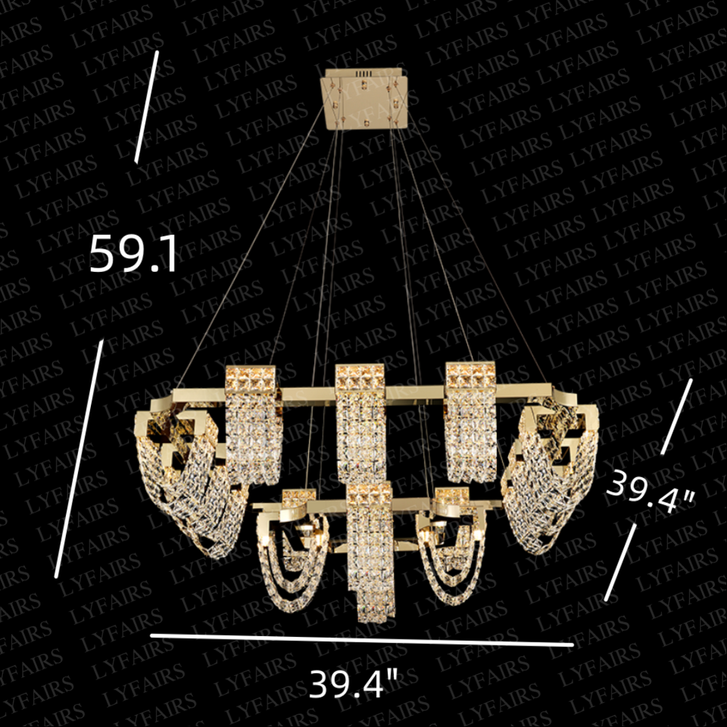 Luxury Newly Crystal Chandelier in Champagne Gold Finish with Round Tiered Design and K9 Crystal