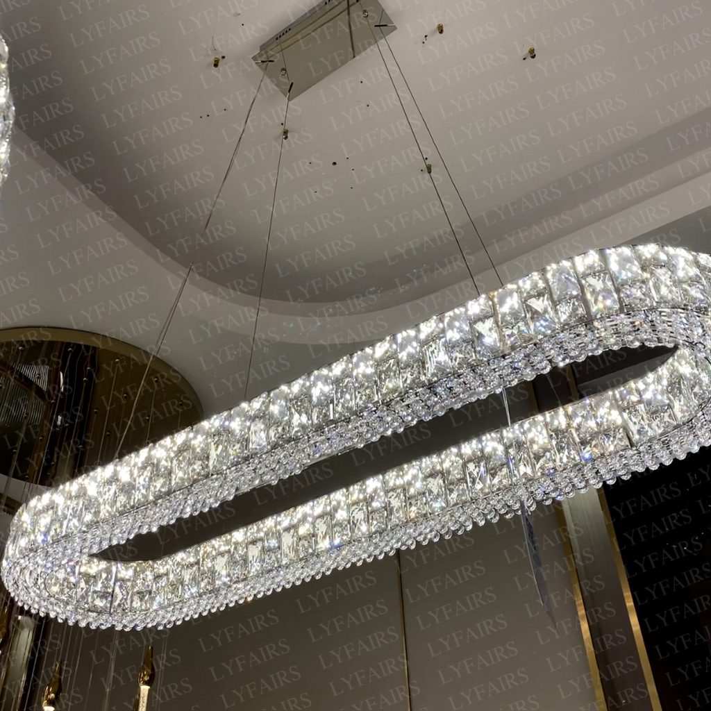 Light Luxury Round / oval Spliced Crystal Chandelier for Living / dining Room / kitchen Island