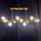 Luxury Pure Copper Chandelier K9 Crystal Dining Room Chandelier Modern Gold Ceiling Popular Molecular Bar