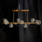 Luxury Pure Copper Chandelier K9 Crystal Dining Room Chandelier Modern Gold Ceiling Popular Molecular Bar