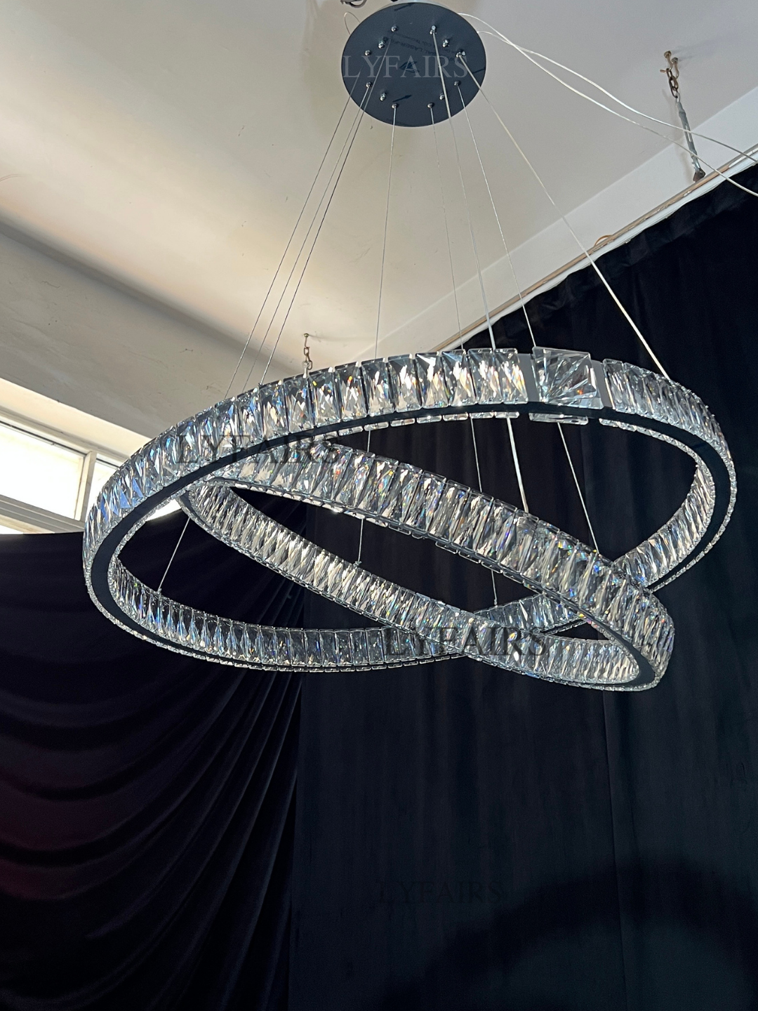 Modern Light Luxury Crystal Belt Ring Pendant Chandelier Suit for Living / dining Room / Bedroom