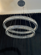 Modern Light Luxury Crystal Belt Ring Pendant Chandelier Suit for Living / dining Room / Bedroom